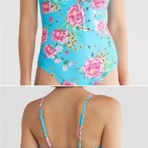 🌸 Betsey Johnson NWT Floral Blue Swimsuit Sz X-Large 🌸
